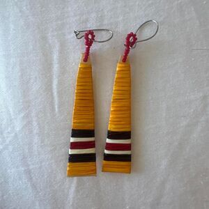 Native vintage porcupine quill earrings